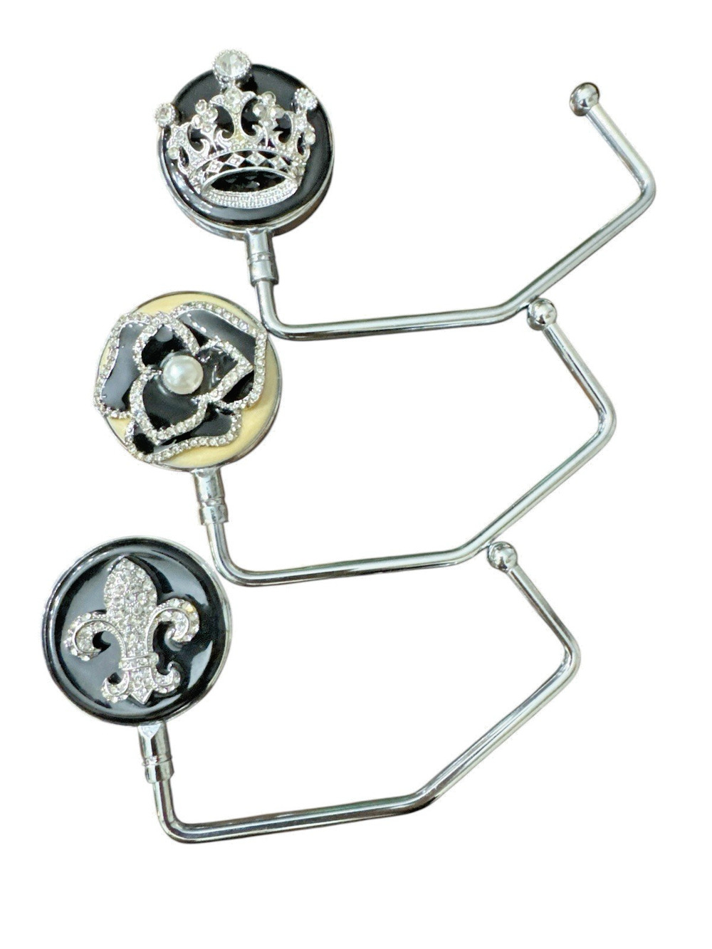 SPRING STREET DESIGN SET OF 3 CRYSTAL FLOWER HANDBAG HOLDERS NEW GIFT SET